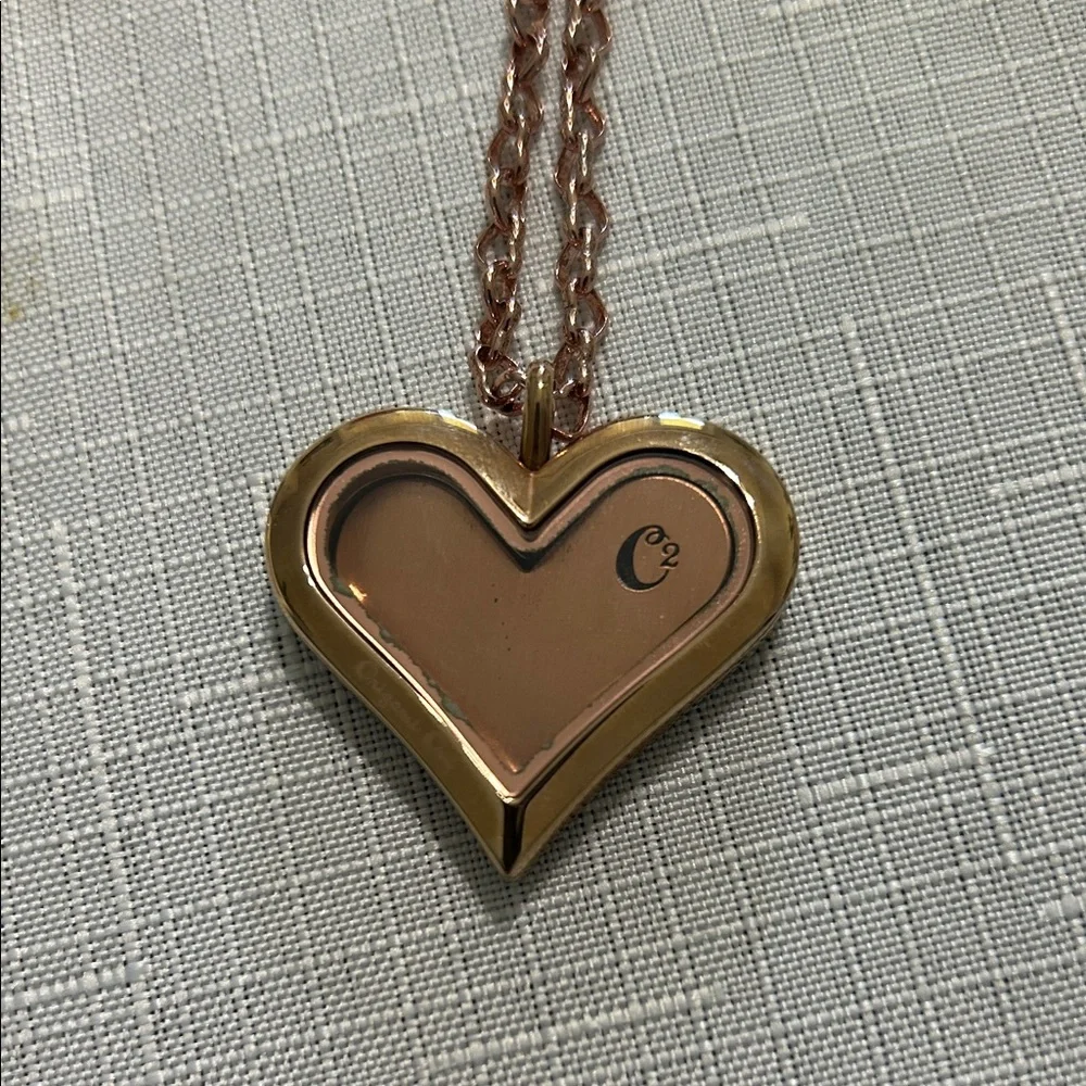Origami Owl Rose Gold Crystal Heart Locket Pendant Necklace - Picture 4 of 6